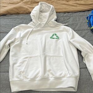Palace White Hoodie with Green Emblem